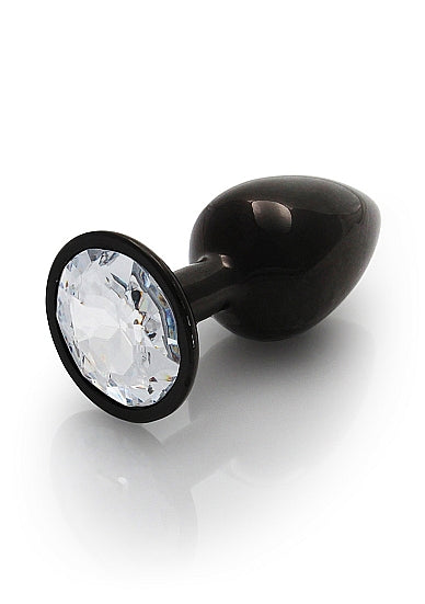 ROUND GEM BUTT PLUG SMALL GUNMETAL DIAMOND - SHTOU808GUN