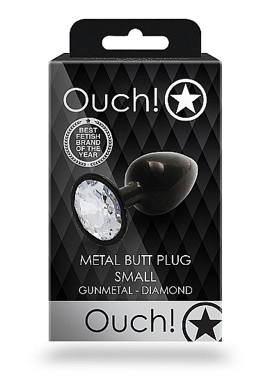 ROUND GEM BUTT PLUG SMALL GUNMETAL DIAMOND - SHTOU808GUN