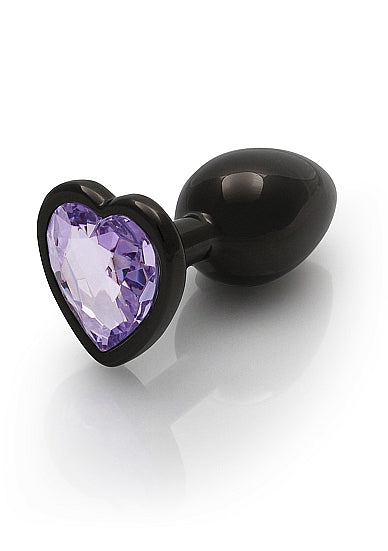 HEART GEM BUTT PLUG SMALL GUNMETAL AMETHYST - SHTOU811GUN