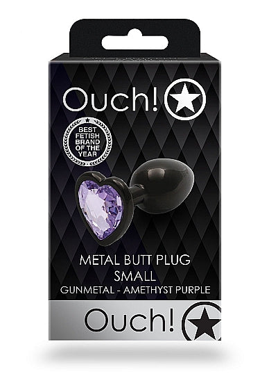 HEART GEM BUTT PLUG SMALL GUNMETAL AMETHYST - SHTOU811GUN
