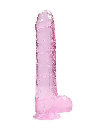 REALROCK 9IN REALISTIC DILDO W/ BALLS CLEAR PINK - SHTREA093PNK