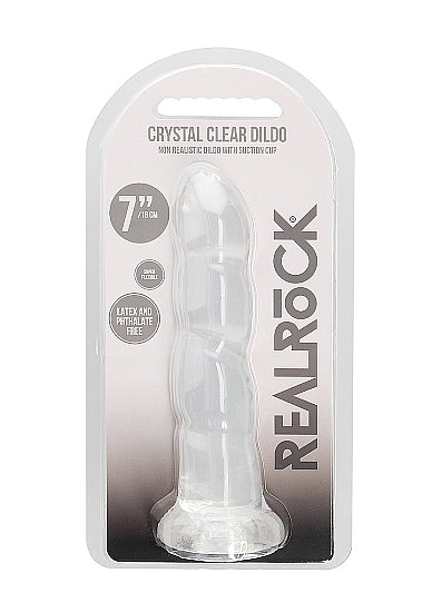 REALROCK NON REALISTIC DILDO W SUCTION CUP 7IN TRANSPARENT - SHTREA110TRA