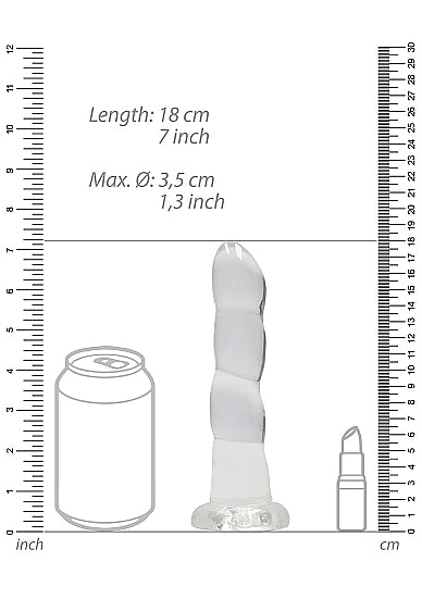REALROCK NON REALISTIC DILDO W SUCTION CUP 7IN TRANSPARENT - SHTREA110TRA
