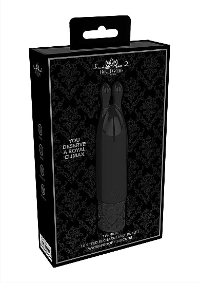 ROYAL GEMS TWINKLE SILICONE BULLET RECHARGEABLE BLACK - SHTROY009BLK