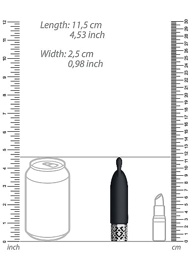 ROYAL GEMS TWINKLE SILICONE BULLET RECHARGEABLE BLACK - SHTROY009BLK