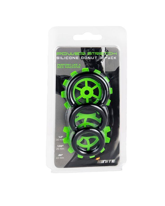SILICONE STRETCHY RINGS BLACK 3 PACK - SIN95185