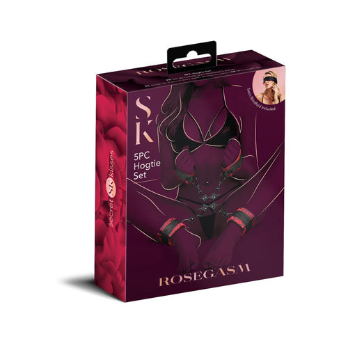 ROSEGASM 5PC HOG TIE SET W/ BLINDFOLD - XGSK1033