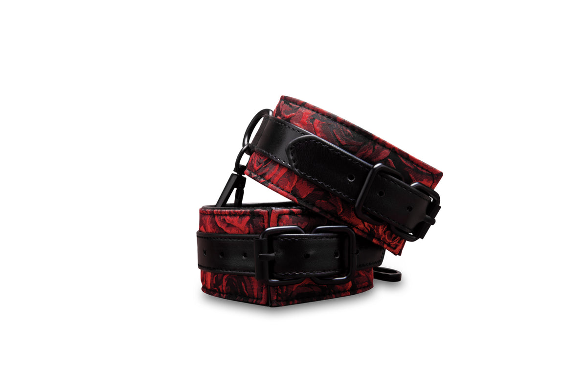 ROSEGASM BUCKLE CUFFS W/ SATIN BLINDFOLD - XGSK1036