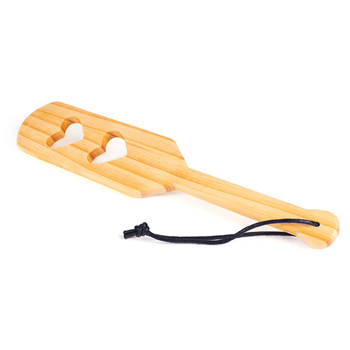 WOOD PADDLE 36CM 2 CUT OUT HEARTS - SPBW07