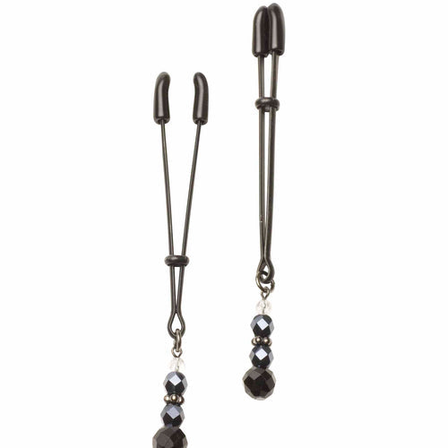 BLACK TWEEZER CLAMP BLACK W/BEADS - SPF115
