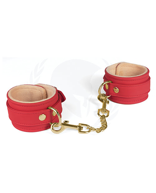 PLUSH LINED RED PU WRIST CUFFS - SPU504RD