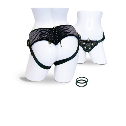 CORSETTE HARNESS BLACK VIBRATING - SS69202