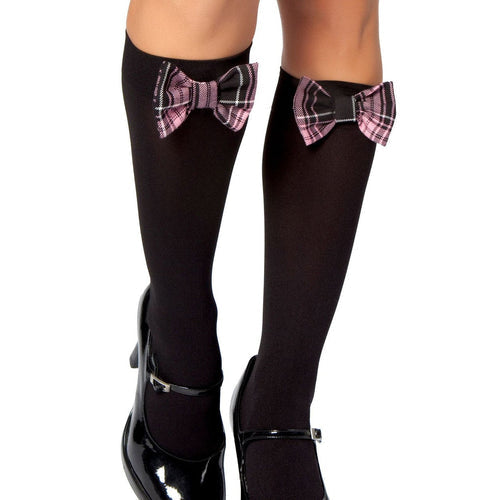Knee High Stocking w/ Plaid Bows