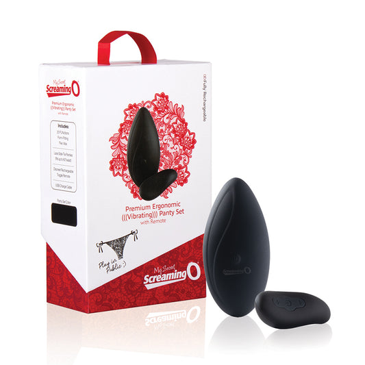 Screaming O Premium Ergonomic Remote Panty Set Black-Pinkfoxxx