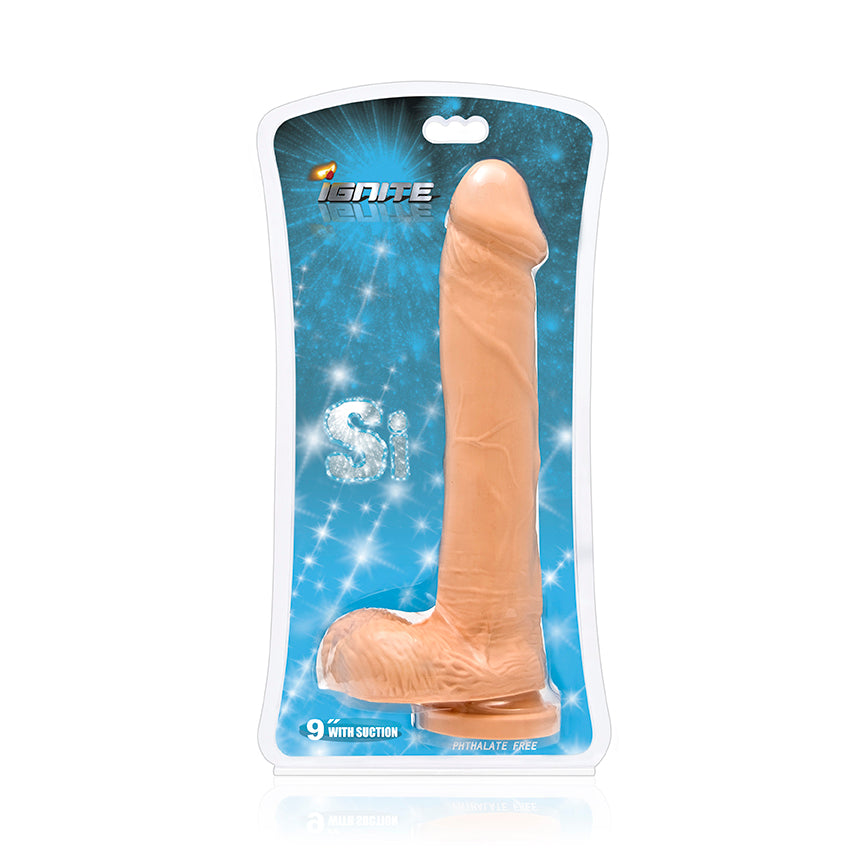 IGNITE COCK W/BALLS 9IN FLESH W/SUCTION CUP - SIN20610