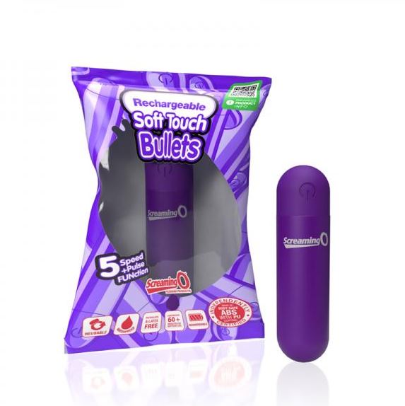 SCREAMING O SOFT TOUCH RECHARGEABLE BULLETS - PURPLE - SCRARBSPU
