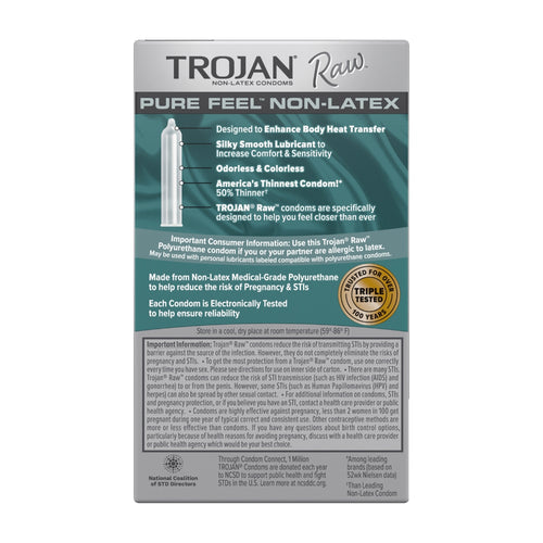 TROJAN RAW PURE FEEL NON-LATEX 10 PACK - T99983