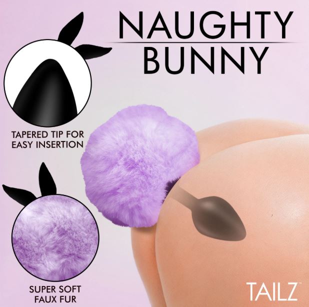TAILZ FLUFFY BUNNY TAIL SILICONE PLUG PURPLE - XRAH843PURPLE