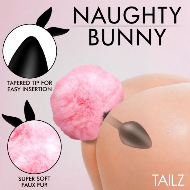 TAILZ FLUFFY BUNNY TAIL SILICONE PLUG PINK - XRAH843PINK