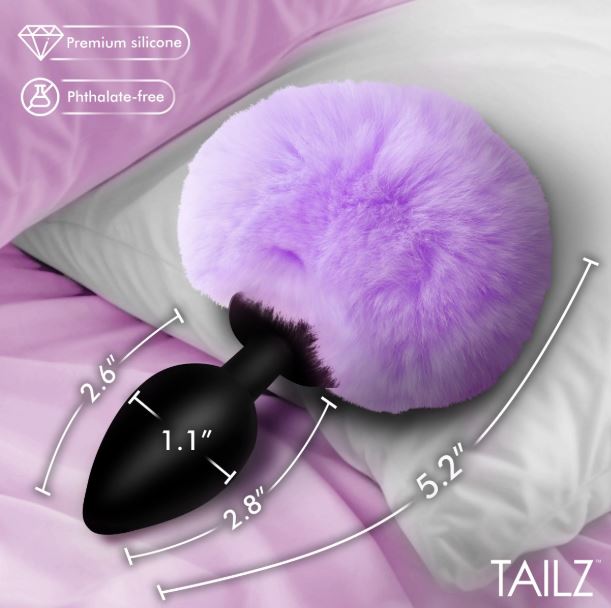 TAILZ FLUFFY BUNNY TAIL SILICONE PLUG PURPLE - XRAH843PURPLE