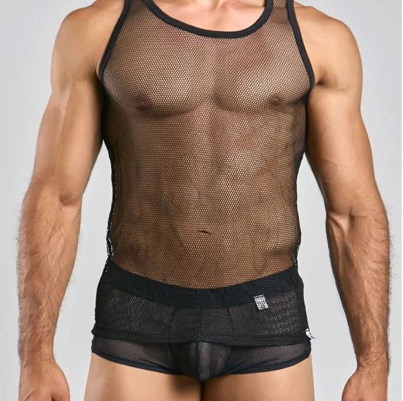 MOB FISHNET TANK TOP BLACK MEDIUM - MBL61BLKM