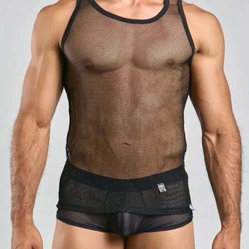 MOB FISHNET TANK TOP BLACK MEDIUM - MBL61BLKM