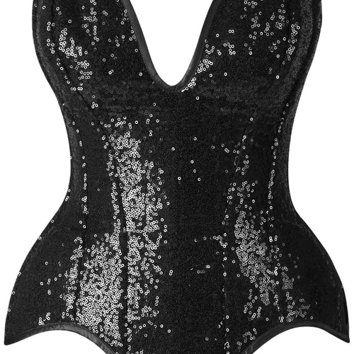 Top Drawer 4 PC Premium Black Sequin Witch Corset Costume