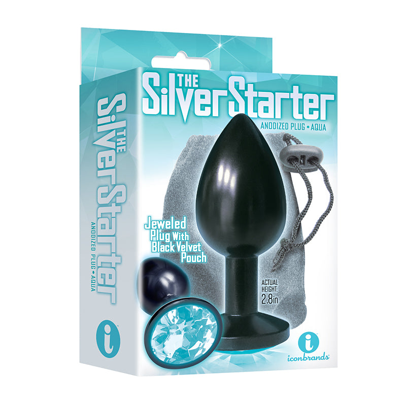 THE 9'S, THE SILVER STARTER, BEJEWELED ANODIZED STAINLESS STEEL PLUG-Pinkfoxxx
