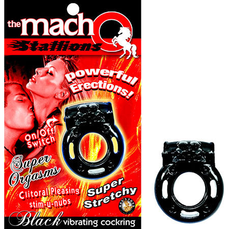 The Macho Stallions Vibrating Cock Ring (Black)-Pinkfoxxx