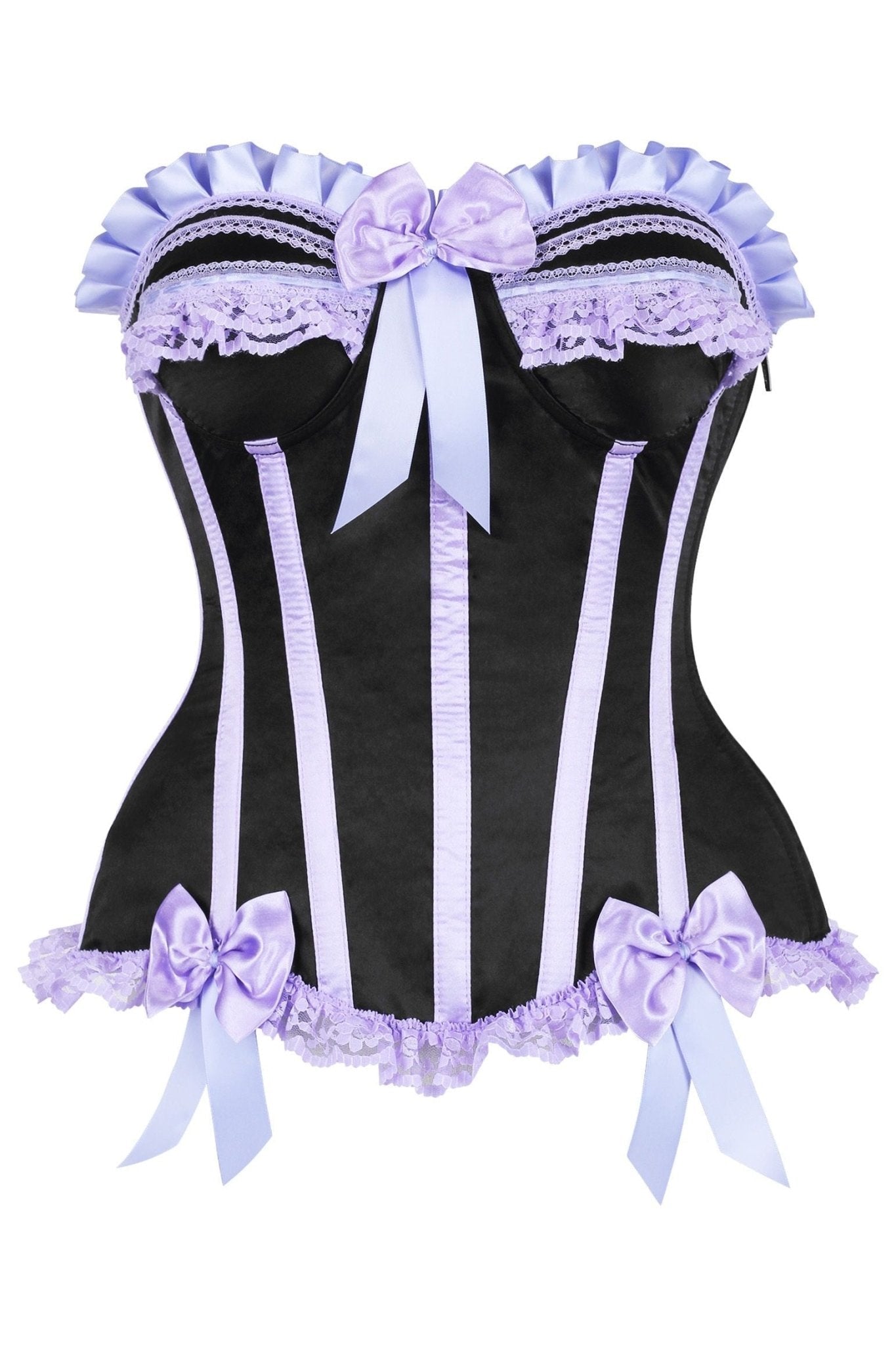 Top Drawer 2 PC Purple/Black Burlesque Steel Boned Corset & Bloomer Set