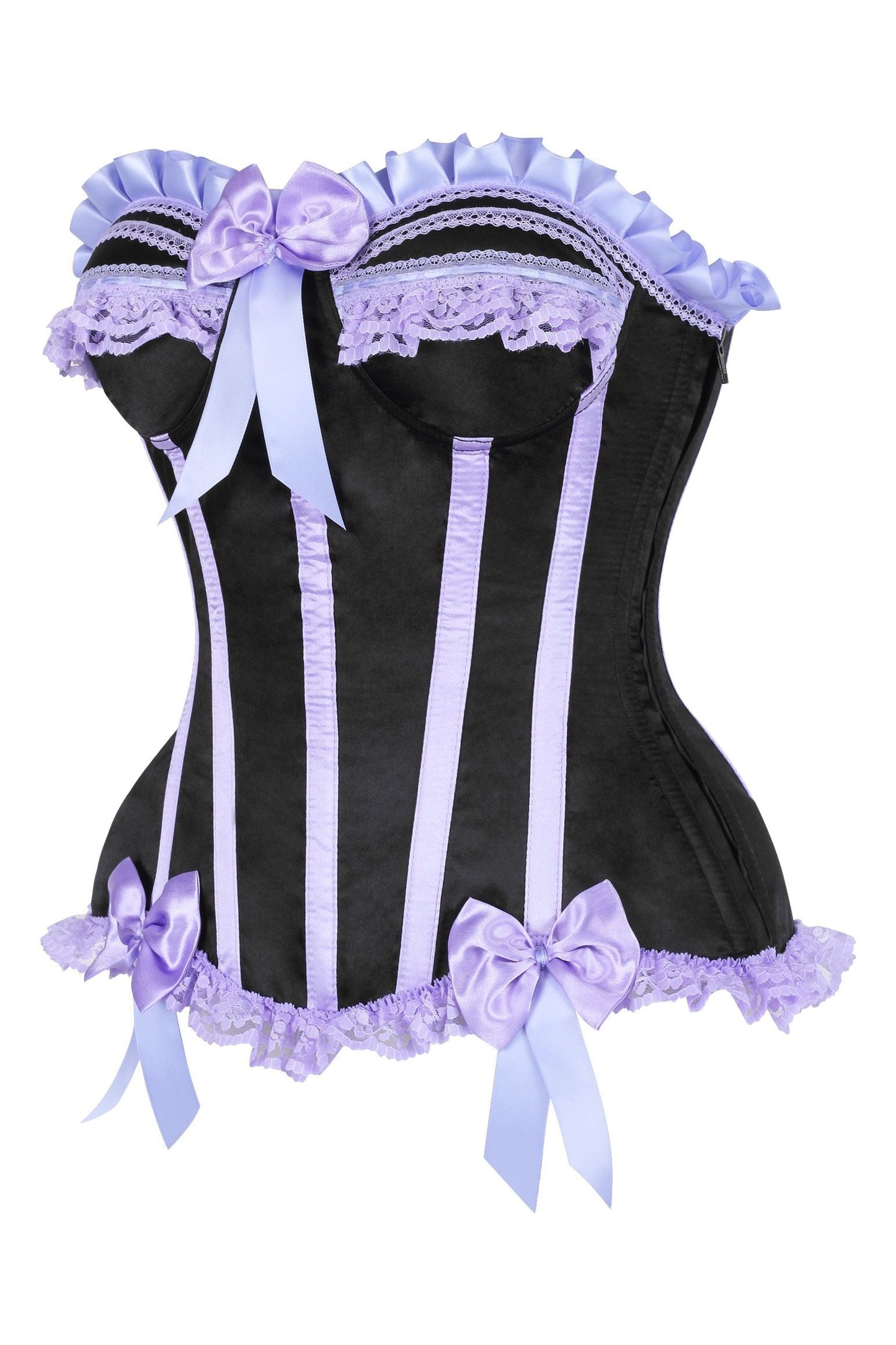 Top Drawer 2 PC Purple/Black Striped Burlesque Steel Boned Corset & Bloomer Set