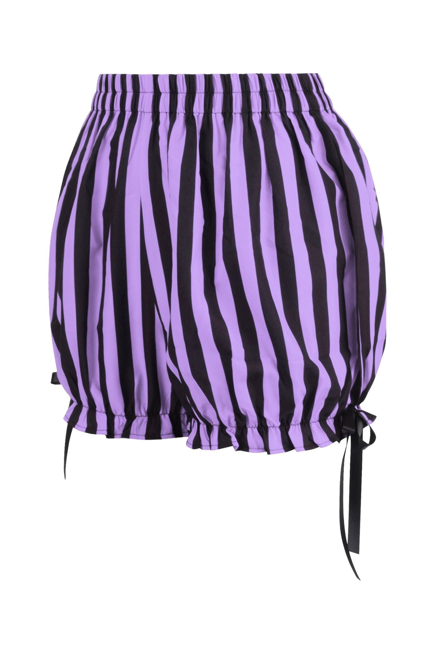 Top Drawer 2 PC Purple/Black Striped Burlesque Steel Boned Corset & Bloomer Set