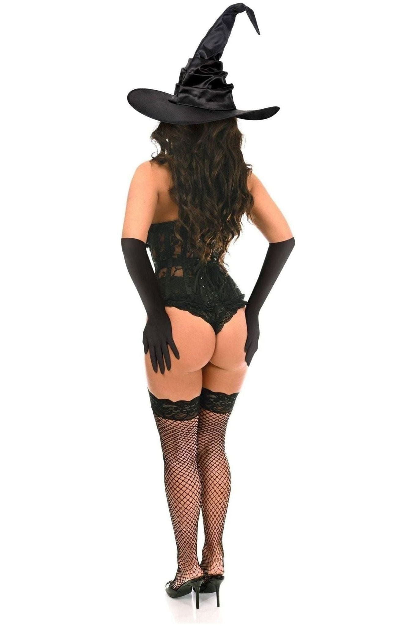 Top Drawer 3 PC Black Lace Witch Corset Costume