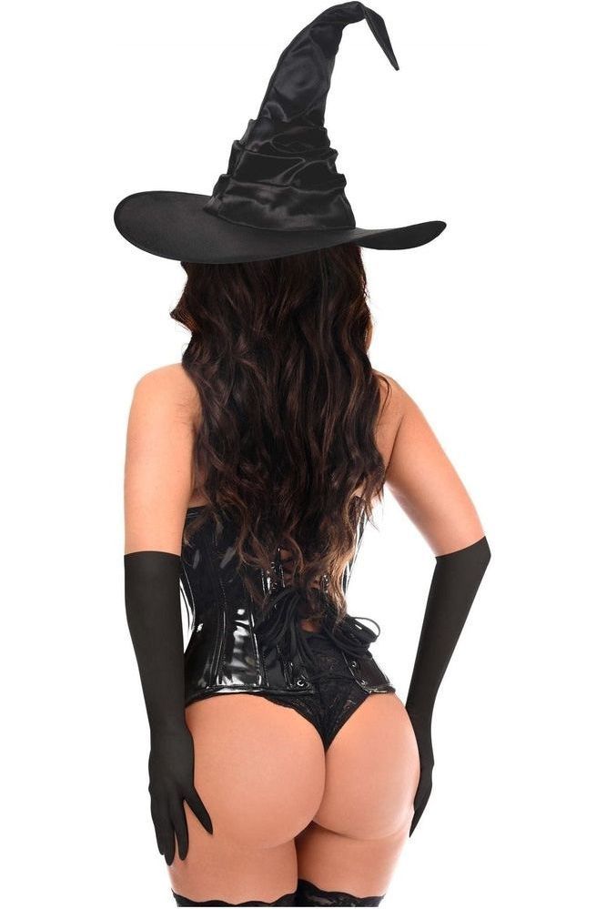 Top Drawer 3 PC Black Patent Witch Corset Costume