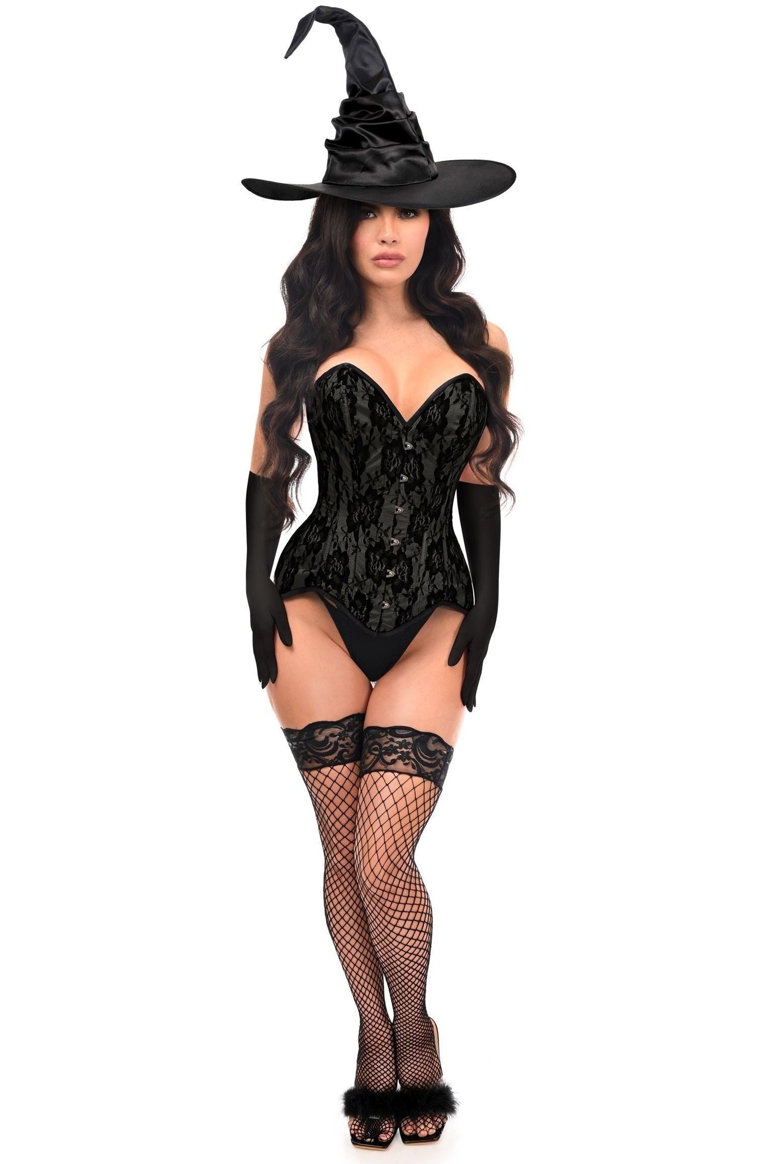 Top Drawer 3 PC Premium Black Witch Corset Costume