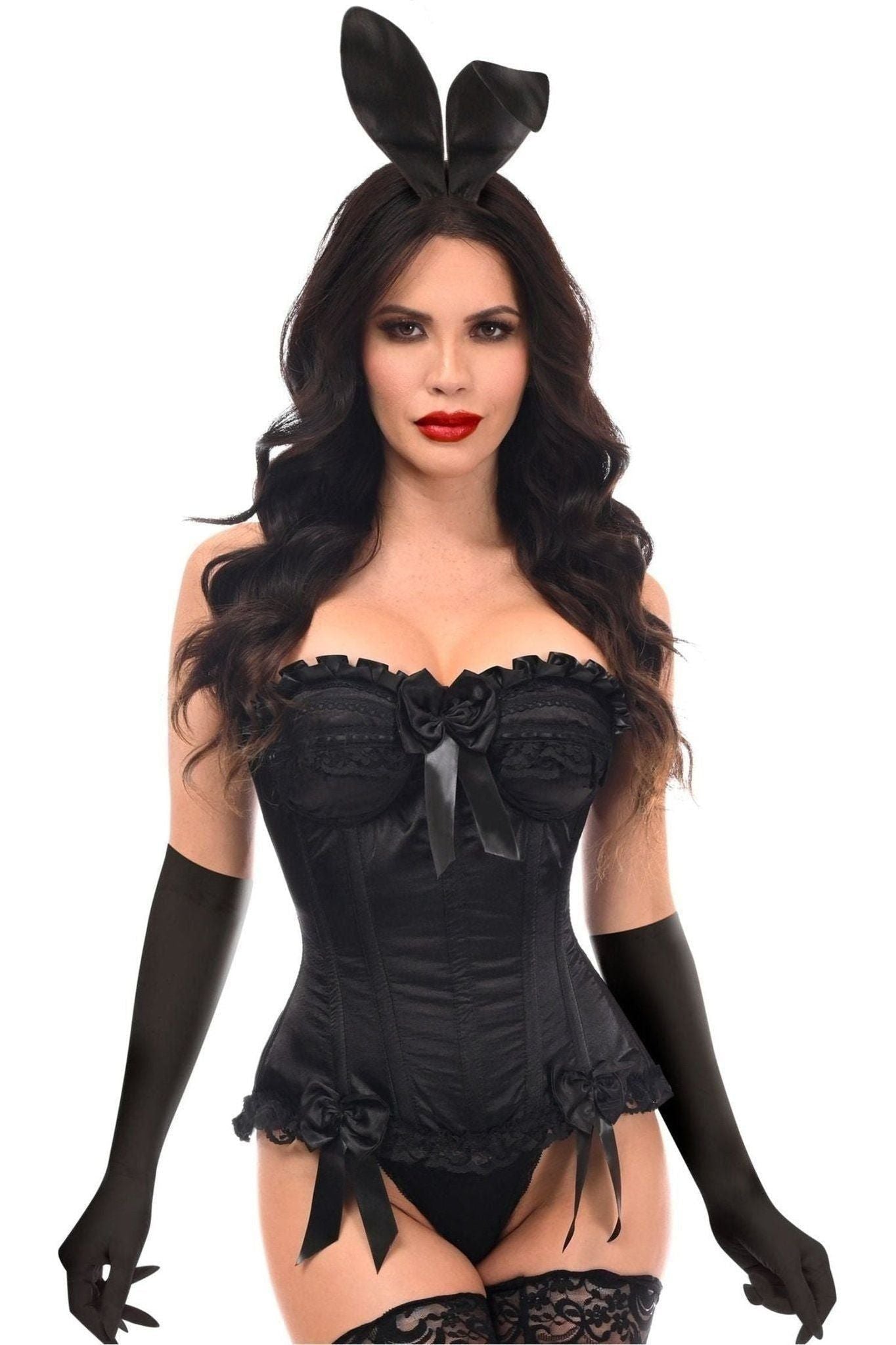 Top Drawer 4 PC Black Burlesque Bunny Corset Costume