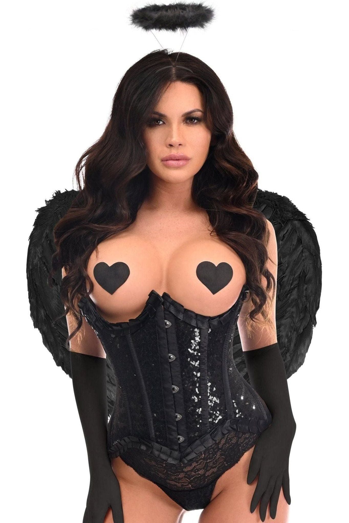 Top Drawer 4 PC Pin-Up Dark Angel Corset Costume