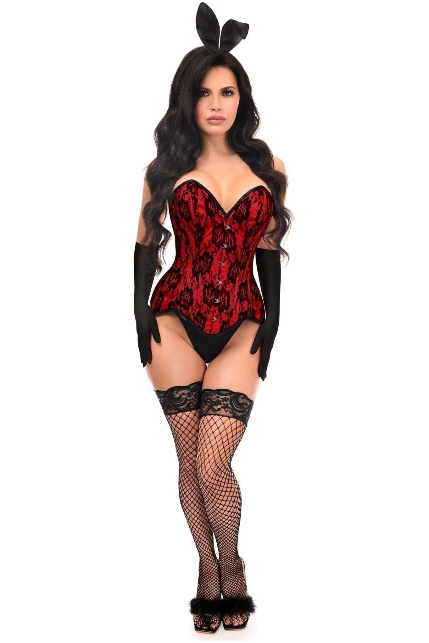 Top Drawer 4 PC Premium Red Bunny Corset Costume