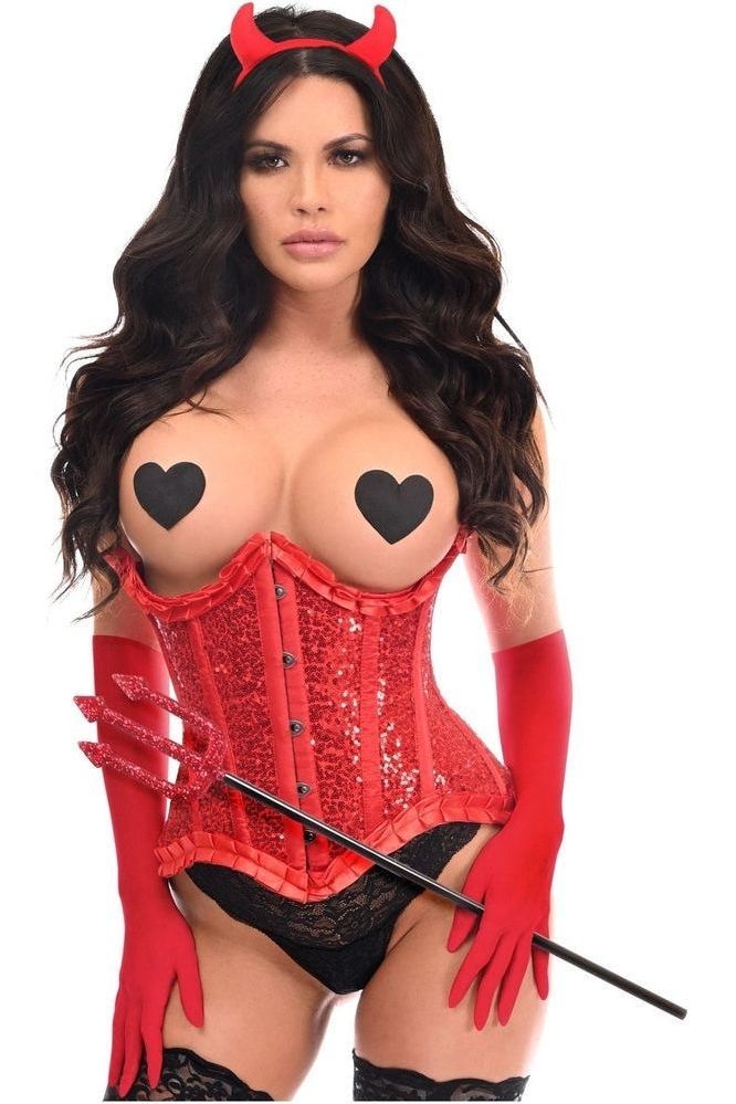 Top Drawer 4 PC Red Pin-Up Devil Corset Costume