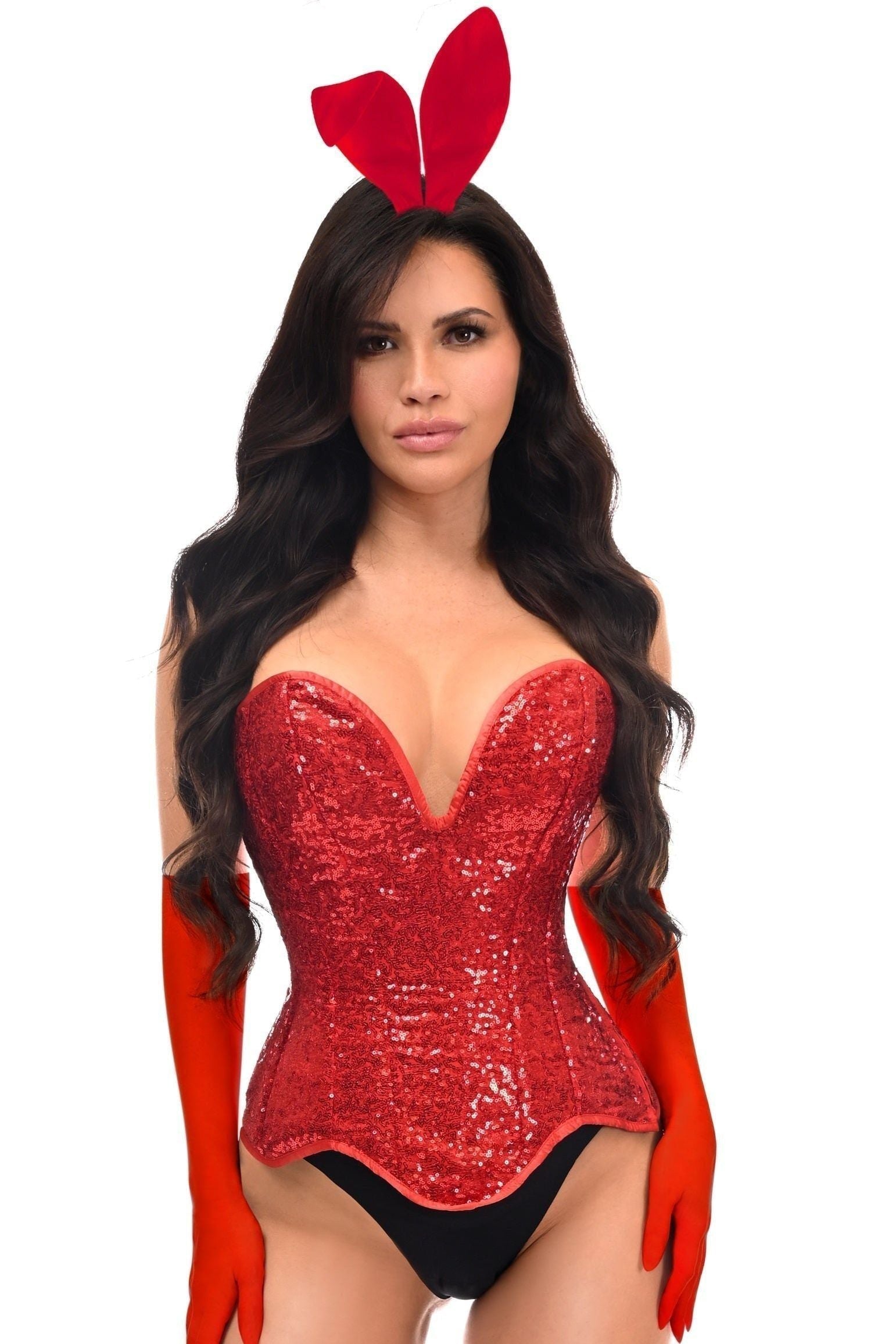Top Drawer 4 PC Red Sequin Bunny Corset Costume