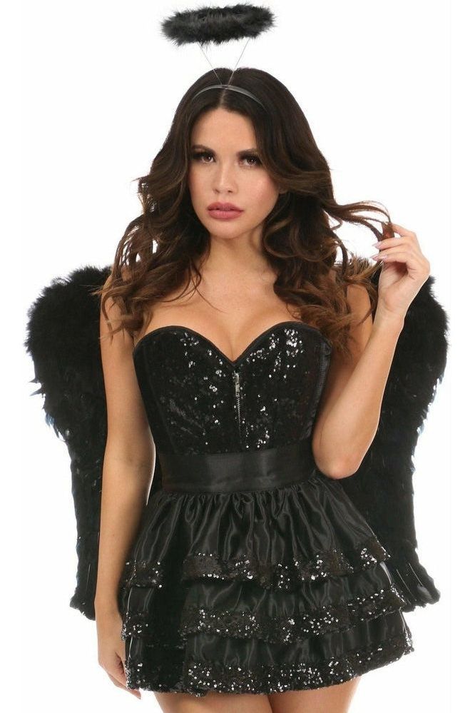 Top Drawer 4 PC Sequin Dark Angel Corset Costume