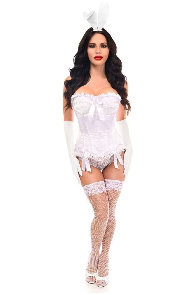 Top Drawer 4 PC White Burlesque Bunny Corset Costume