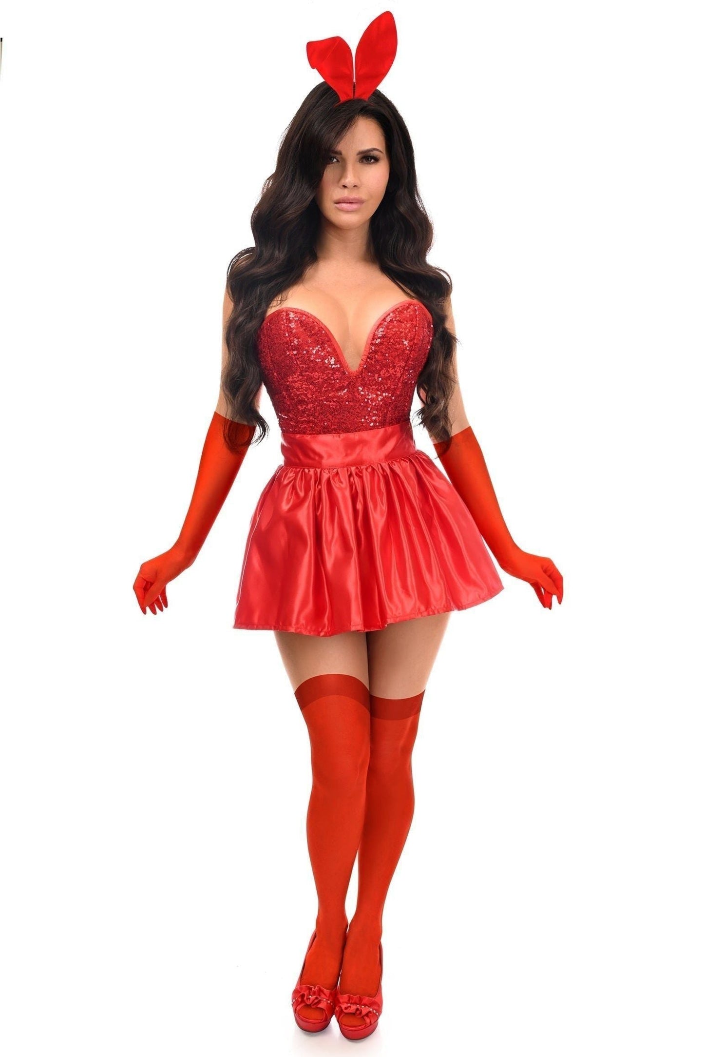 Top Drawer 5 PC Premium Red Bunny Corset Costume