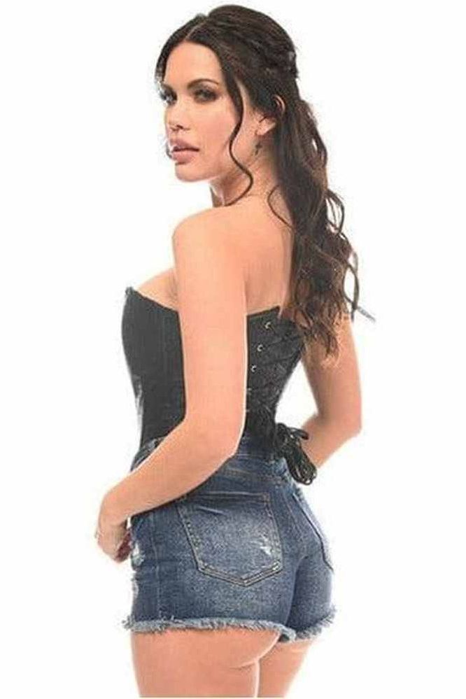 Top Drawer Black Brocade Steel Boned Corset