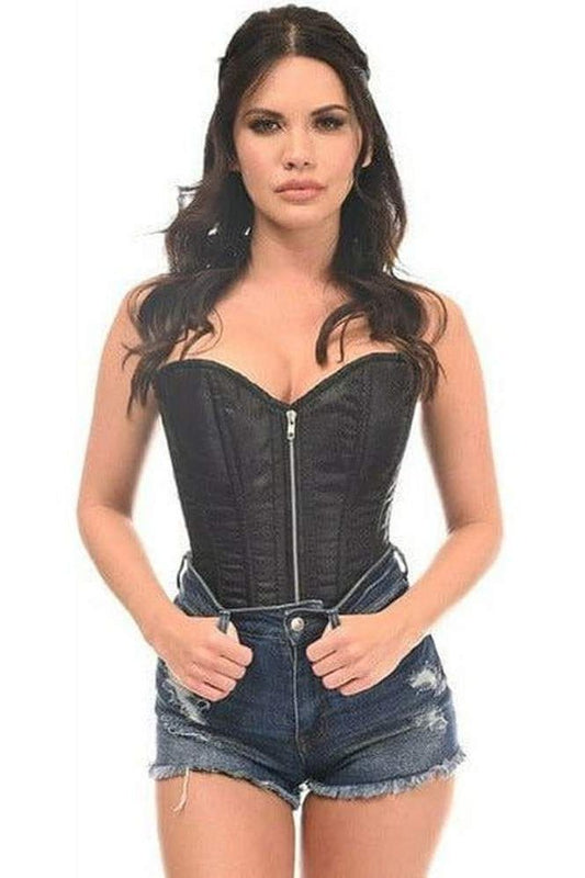 Top Drawer Black Brocade Steel Boned Corset