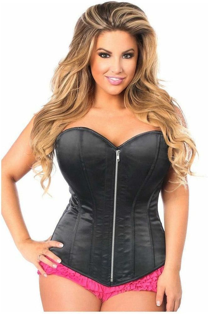 Top Drawer Black Satin Steel Boned Corset