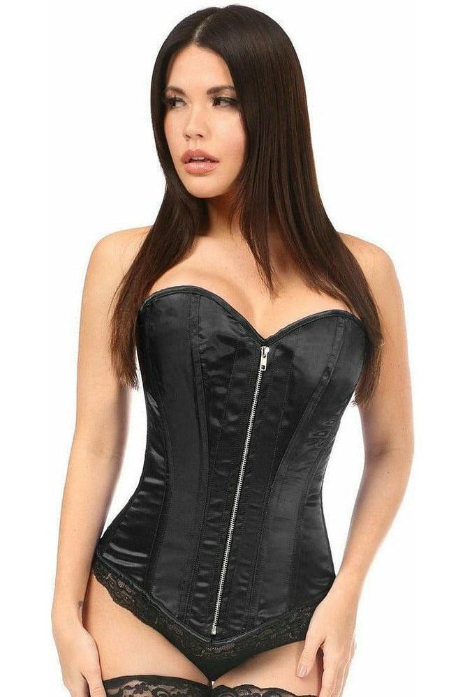 Top Drawer Black Satin Steel Boned Corset