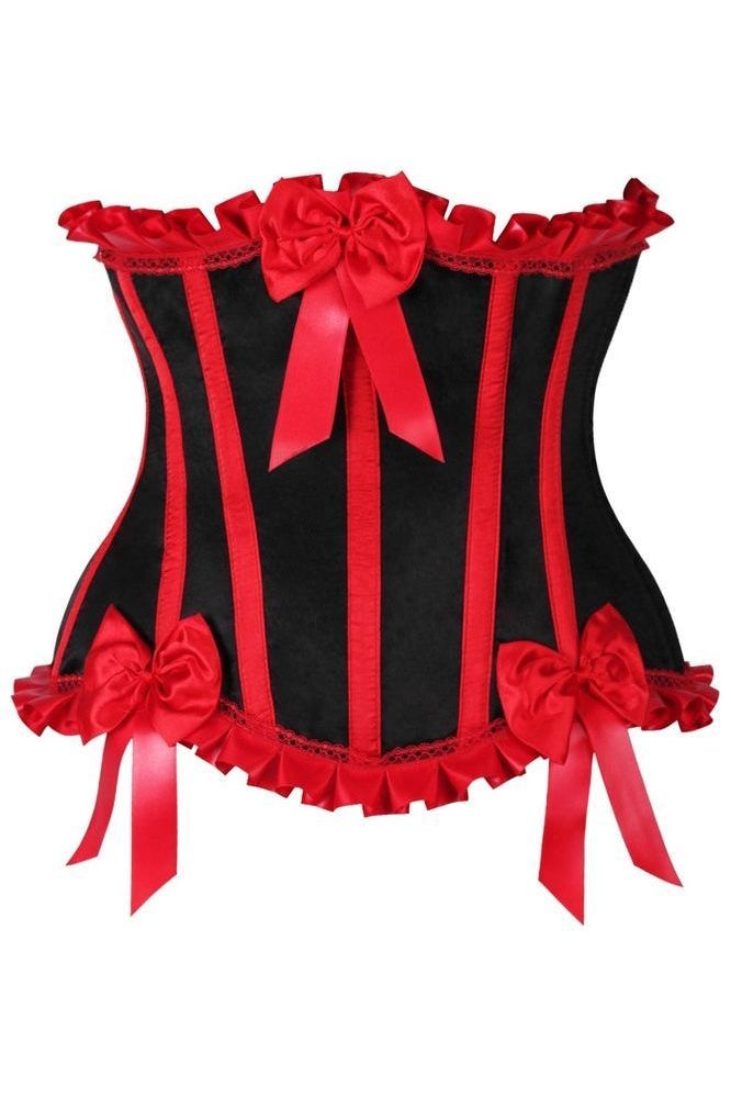 Top Drawer Black/Red Steel Boned Burlesque Underbust Corset Waist Cincher