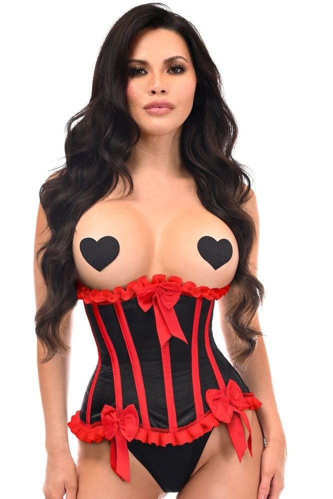 Top Drawer Black/Red Steel Boned Burlesque Underbust Corset Waist Cincher
