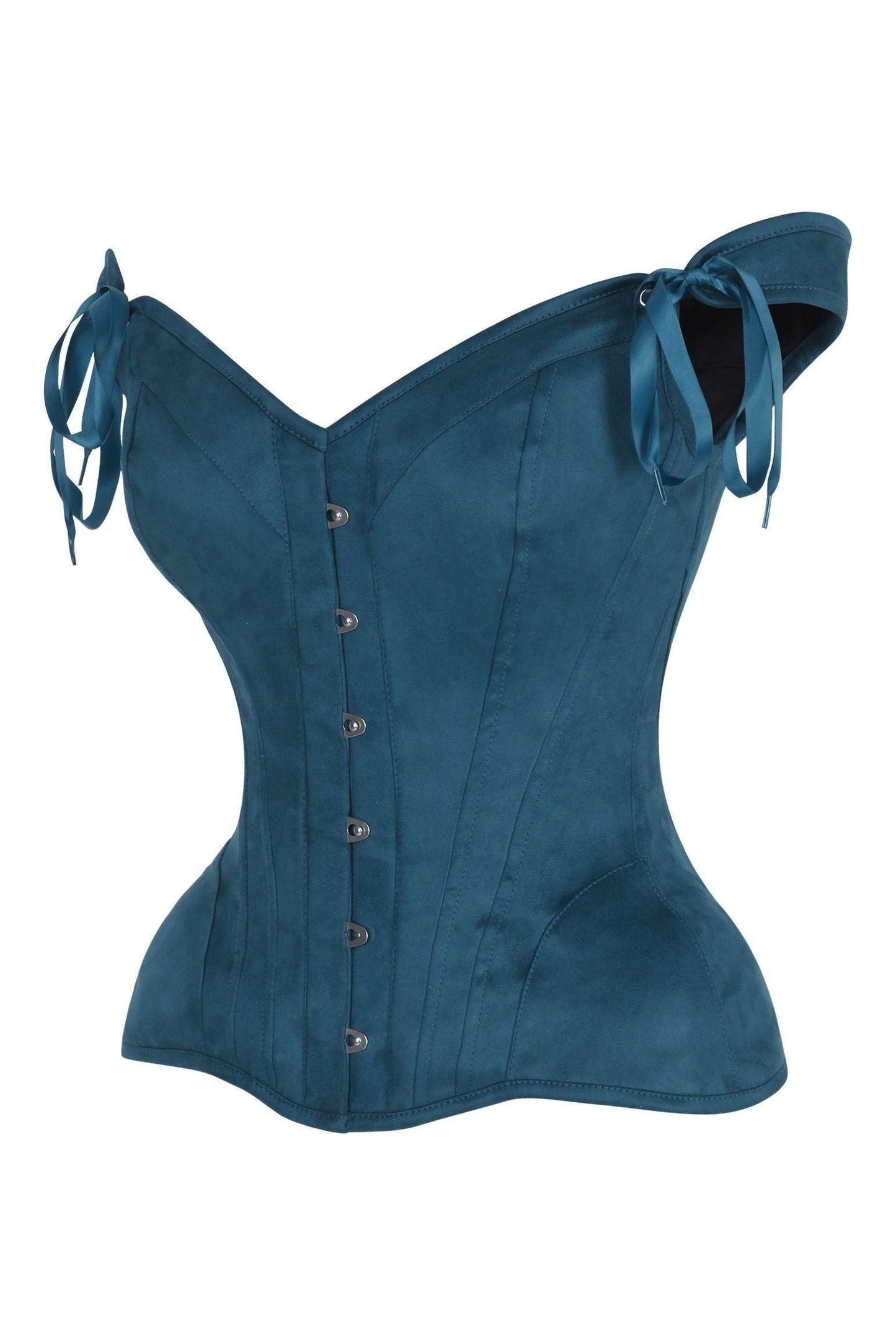 Top Drawer Blue Suede Steel Boned Corset w/Straps